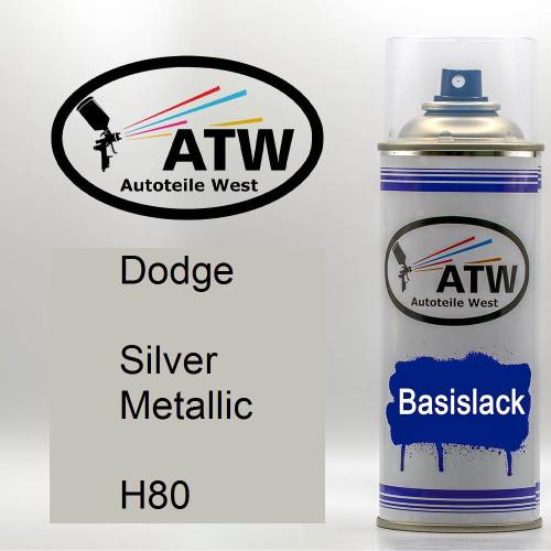 Dodge, Silver Metallic, H80: 400ml Sprühdose, von ATW Autoteile West.
